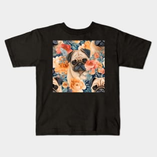 Cute Pug & Flowers Coffee Mug Kids T-Shirt